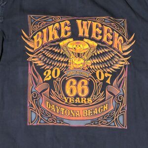 Lightning Clothing Men Sleeveless Black Denim Bike Week 2007 Daytona Beach Shirt